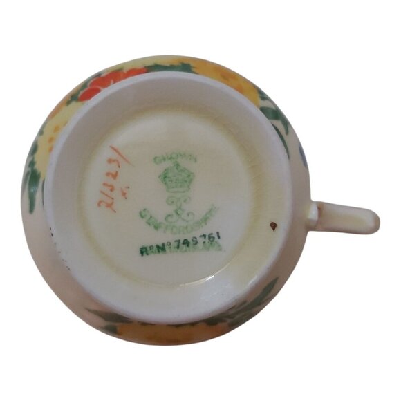 Vintage Crown Staffordshire Teacup and Saucer Set-1930s Floral Pattern Gold Trim - Picture 9 of 13